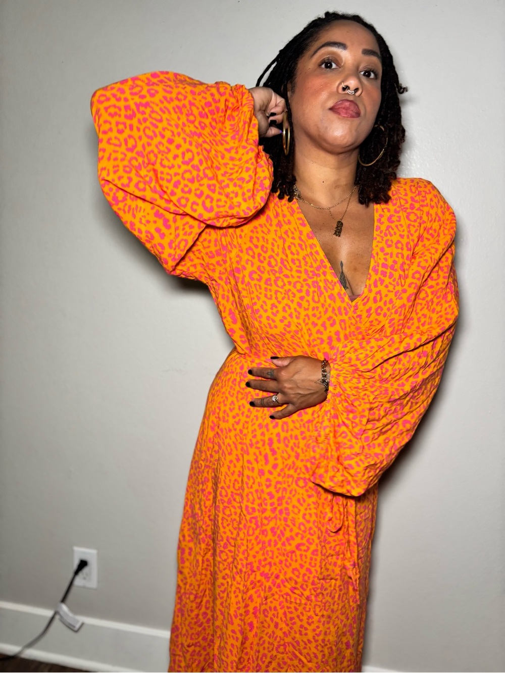 ELOQUII Orange Animal-Print Wrap Dress